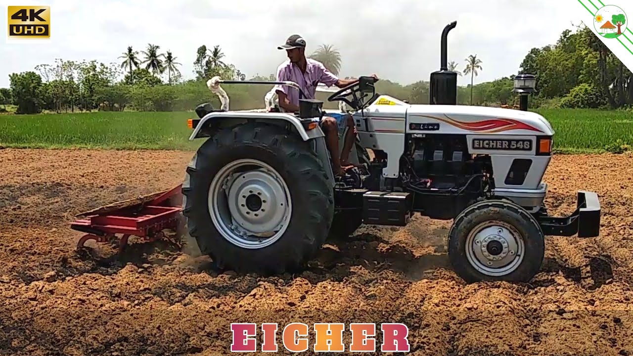 EICHER 548 Field work with cultivator Tractor Videos | Come to Village
