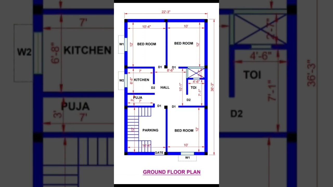 22x36 house plan #bestbuildingplan #homedesign
