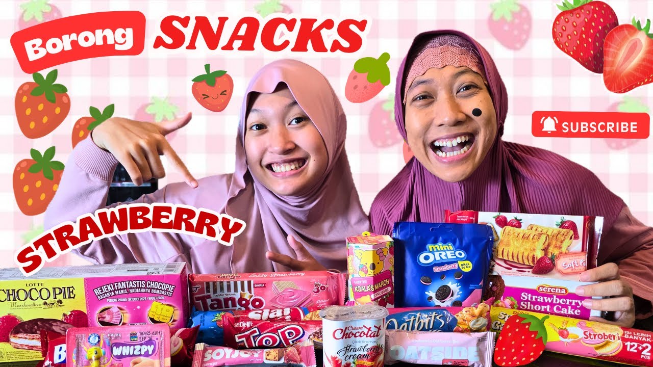Aqilla Borong Serba Strawberry di Supermarket Lotte Mart - Jajanan Snack Warna Pink 😊 Aqilla's Diary