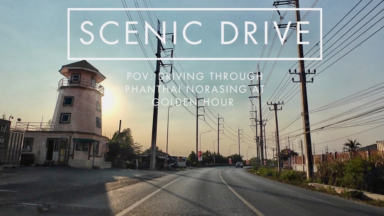 Scenic  Drive  , Rural road, Samut Sakhon ,Thailand Before Sunset
