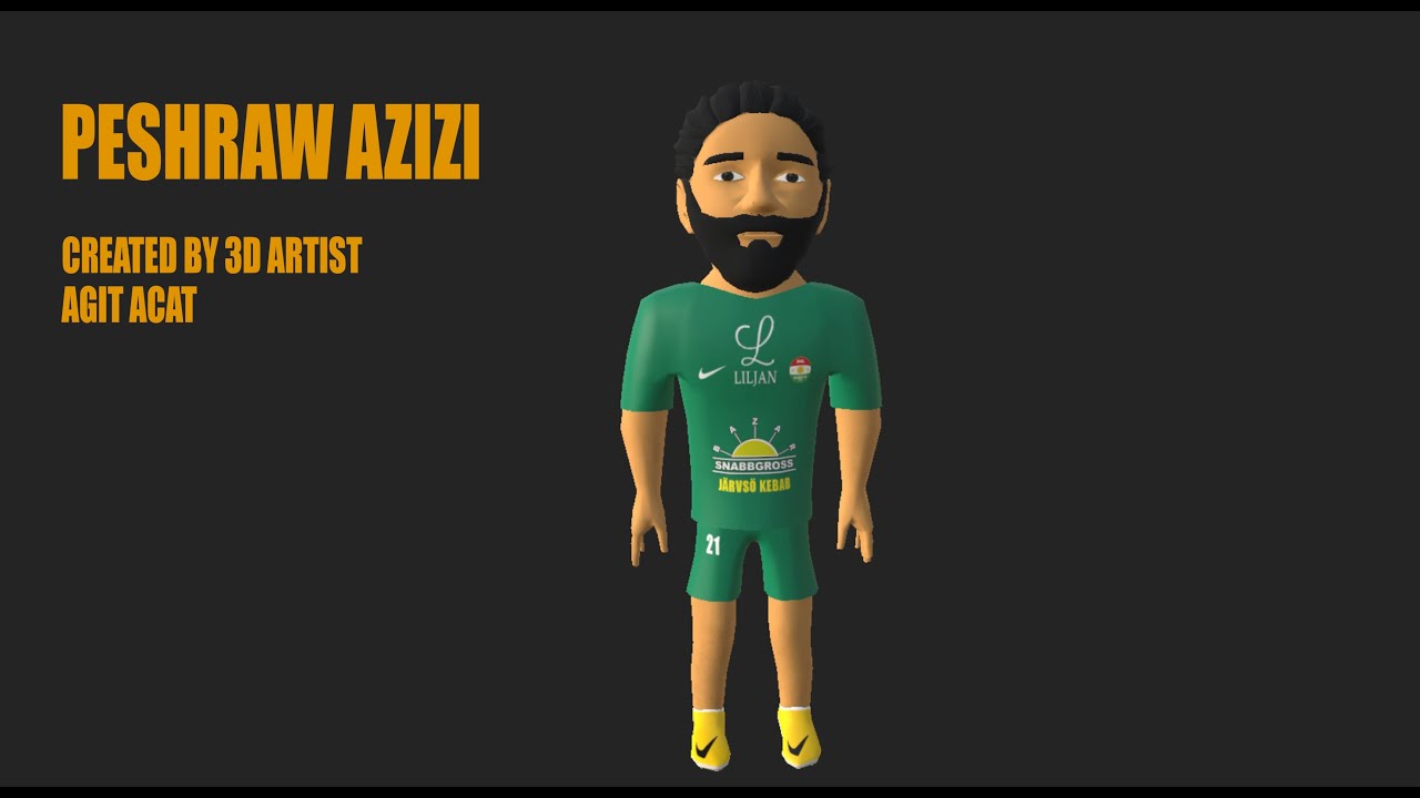 Peshraw Azizi in 3D | Created by 3D Artist Agit Acat | Low poly for mobile game