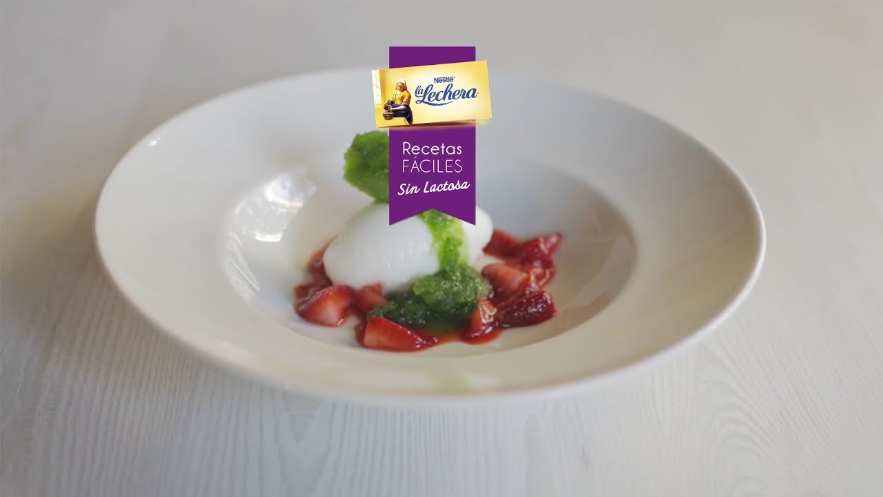Fresas con sorbete de limón sin lactosa - Helados La Lechera