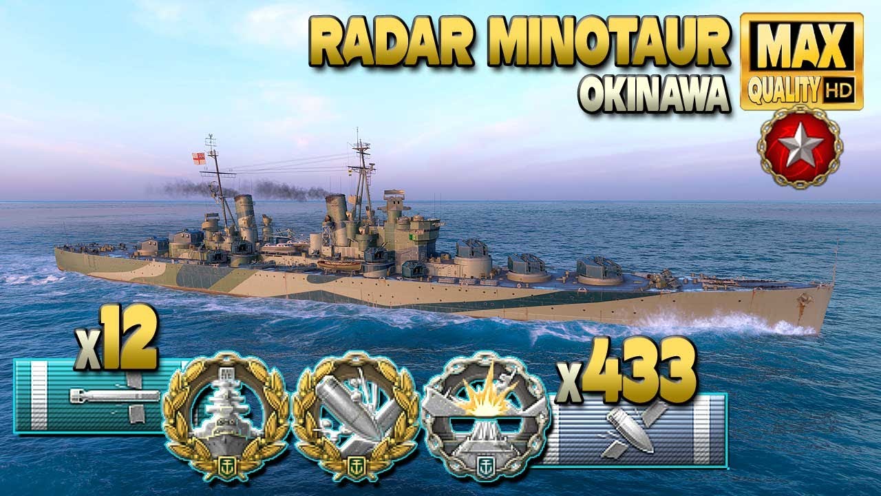 крейсер Минотавр: Радар Мино в рейтинговом бою - World of Warships