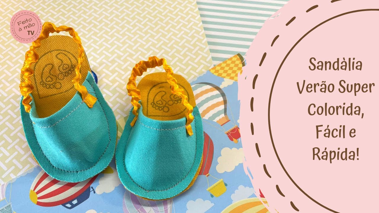 Sandália para Bebês - Modelo Colorido para o Verão - Super Fácil e Rápida de Fazer