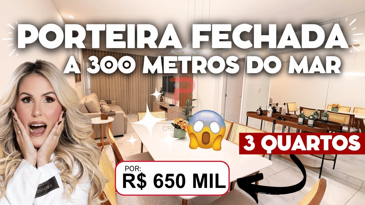 APARTAMENTO COM 3 QUARTOS TODO PROJETADO E MOBILIADO - A 300M DO MAR NO BESSA! R$ 650 MIL CÓD.1603