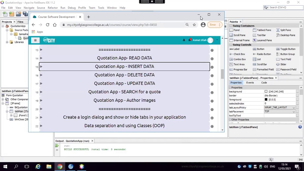 Quotations App - Start your GUI - use the Tabbed Pane
