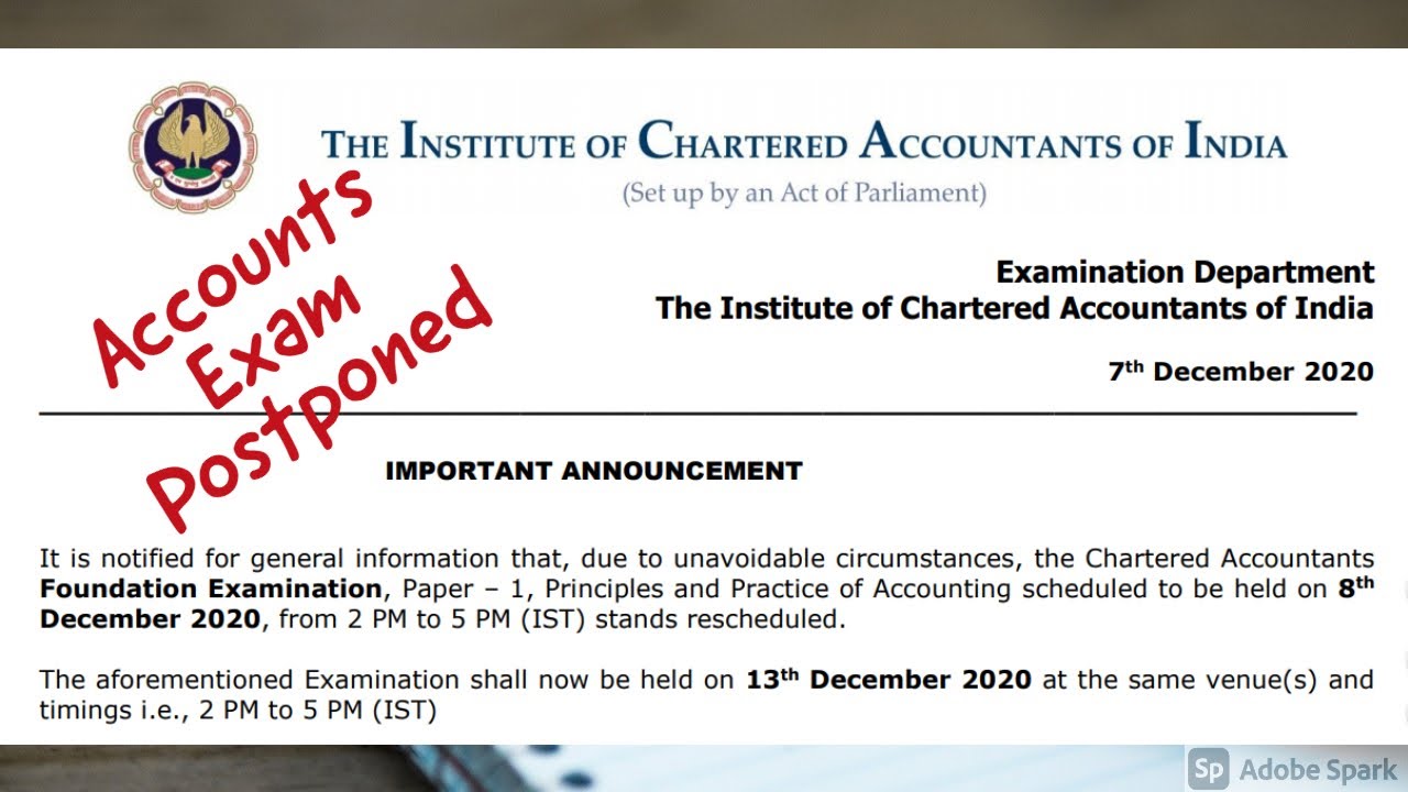 Accountancy Exam Postponed