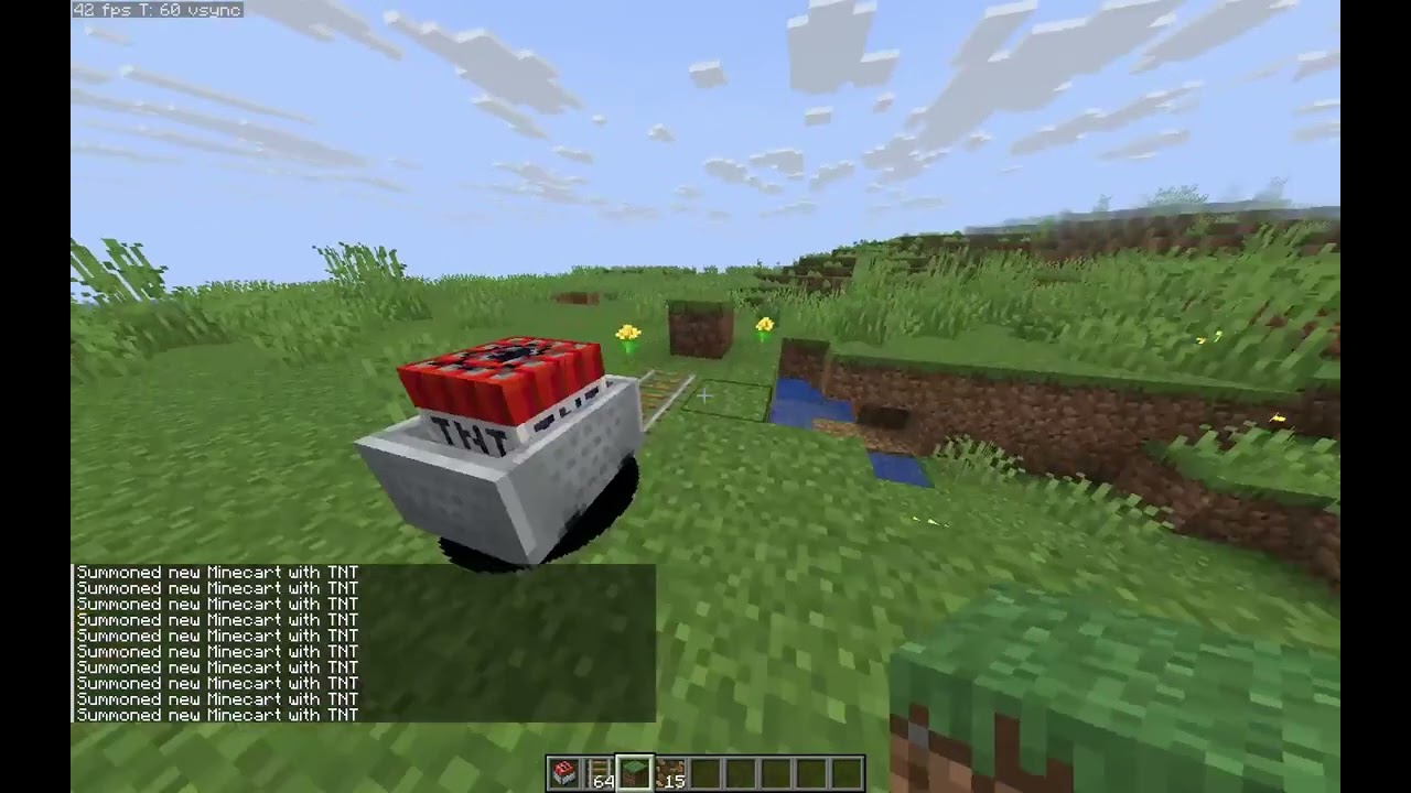 minecraft TNT explosion with minecarts