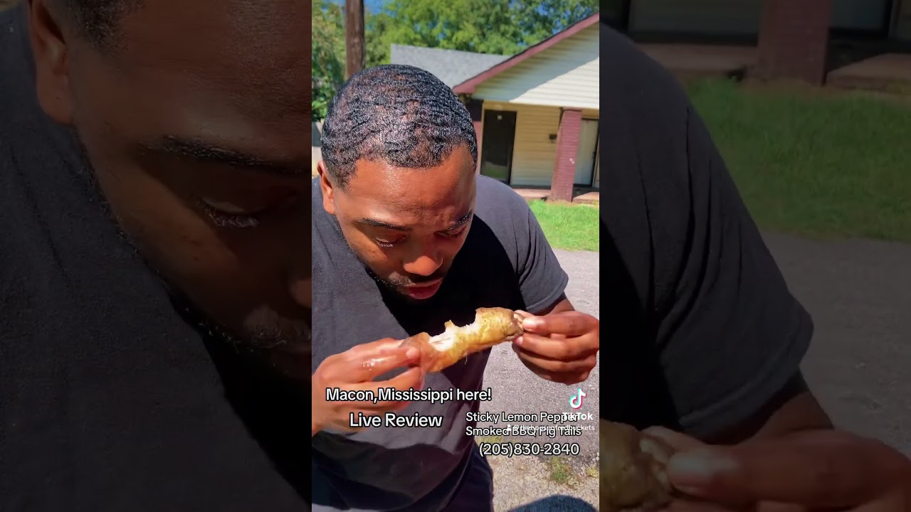Sticky Lemon Pepper Smoked BBQ Pig Tails!Macon Mississippi here Live Review!