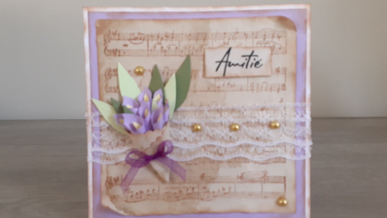Tuto carte bouquet de fleur et notes de musique, kokorosa.