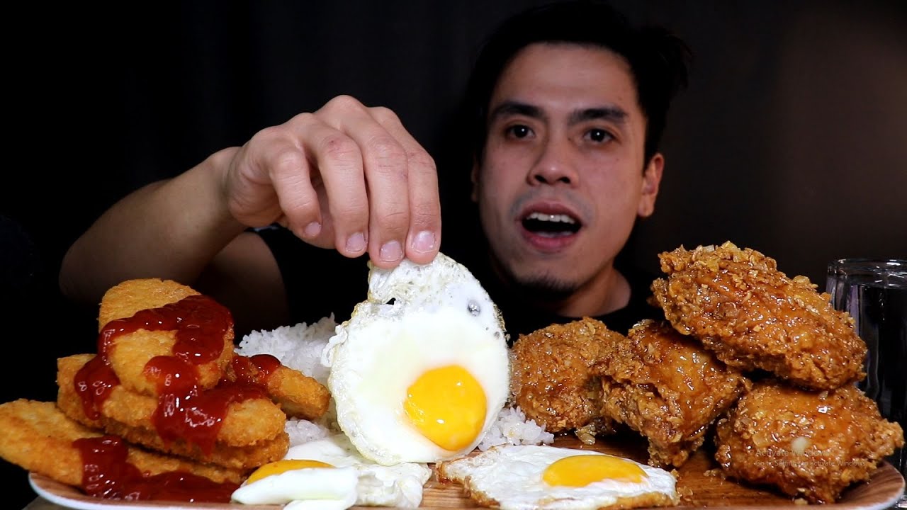 HONEY GARLIC CHICKEN Hash browns MUKBANG ASMR