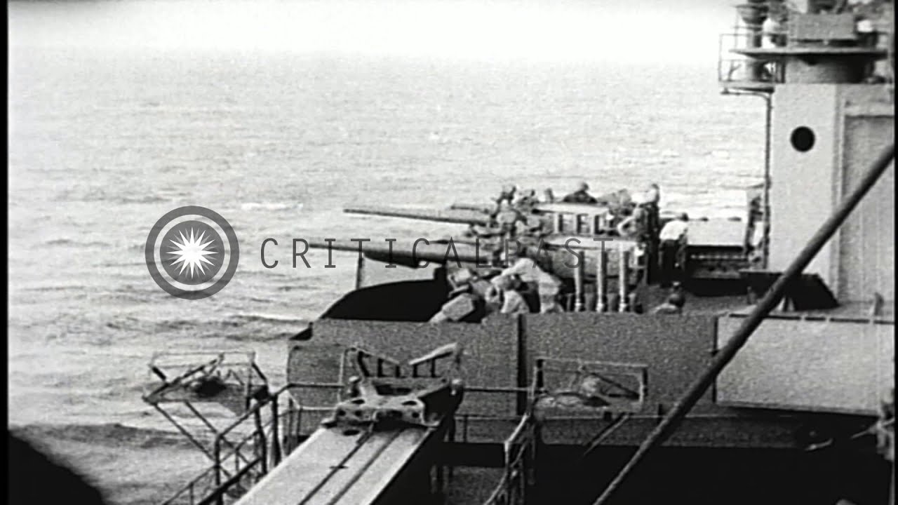 US CLs (Light Cruisers) and DEs (Destroyer Escorts) off the coast of Enewetak, Ma...HD Stock Footage