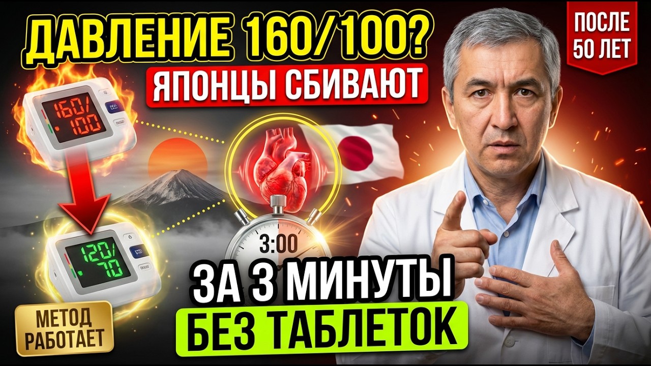 ДАВЛЕНИЕ 160/100? ЯПОНСКИЙ МЕТОД СБИВАЕТ ЗА 3 МИНУТЫ БЕЗ ТАБЛЕТОК | После 50 лет