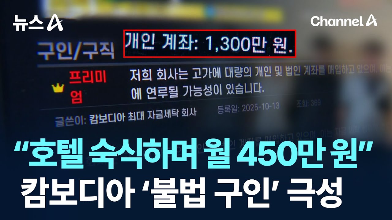 &ldquo;호텔 숙식하며 월 450만 원&rdquo;&hellip;캄보디아 &lsquo;불법 구인&rsquo; 극성 / 채널A / 뉴스A