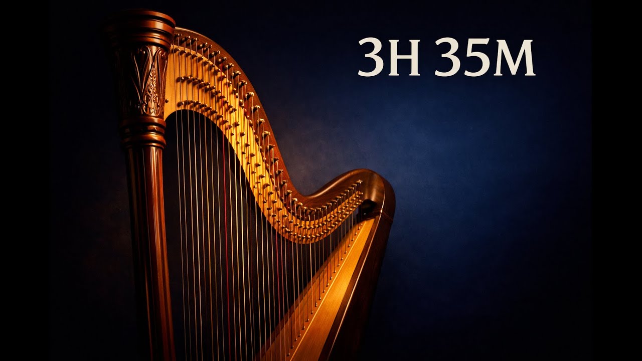 Soft Harp Strings for Rest | Cordas Suaves de Harpa à Noite | 3H 35M