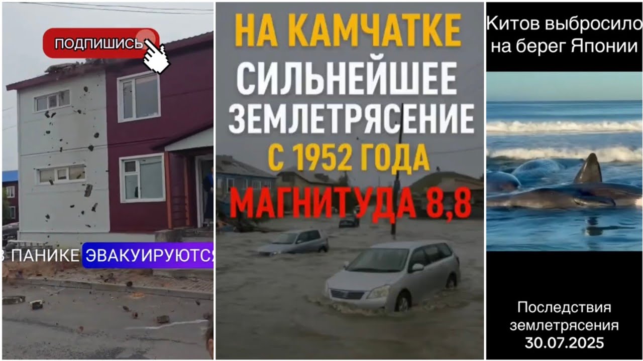 СИЛЬНЕЙШЕЕ ЗЕМЛЕТРЯСЕНИЕ НА КАМЧАТКЕ 8.8 БАЛЛОВ  30.07.2025 ЛЮДИ ЭВАКУИРУЮТСЯ РУШАТСЯ ДОМА ЦУНАМИ 