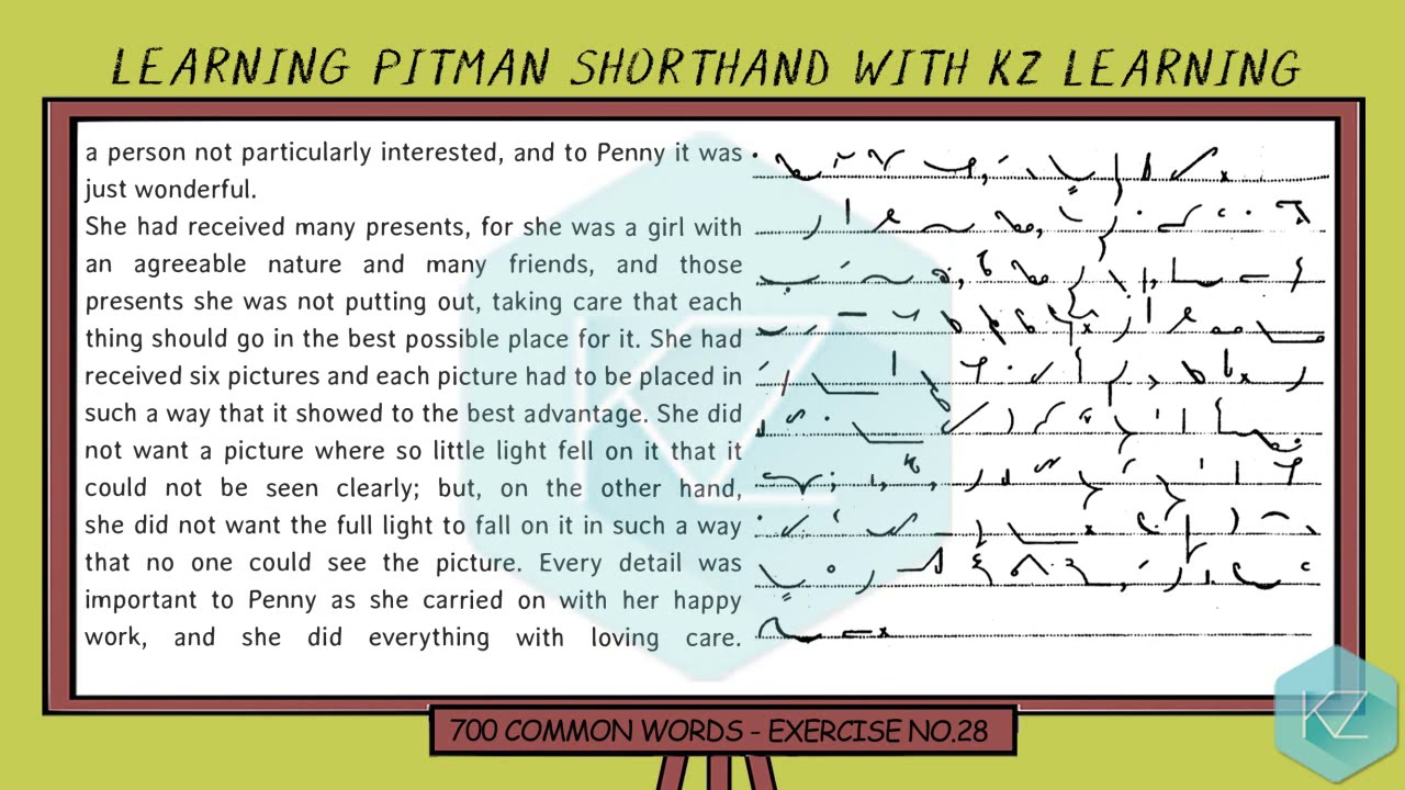 Exercise No.28 @ 100 WPM | 700 Common Words | Pitman Shorthand Dictation |  KZ Learning
