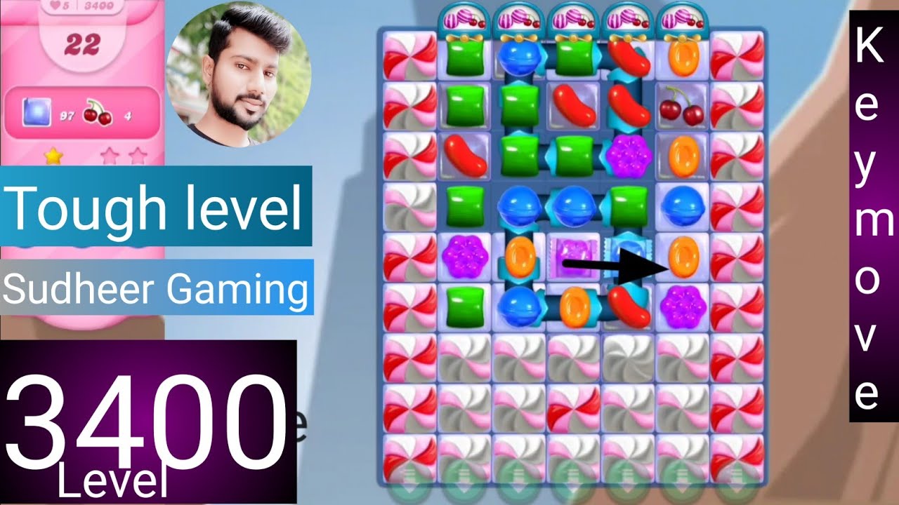Candy crush saga level 3400 । No boosters । Tough level । Candy crush 3400 help। Sudheer Gaming