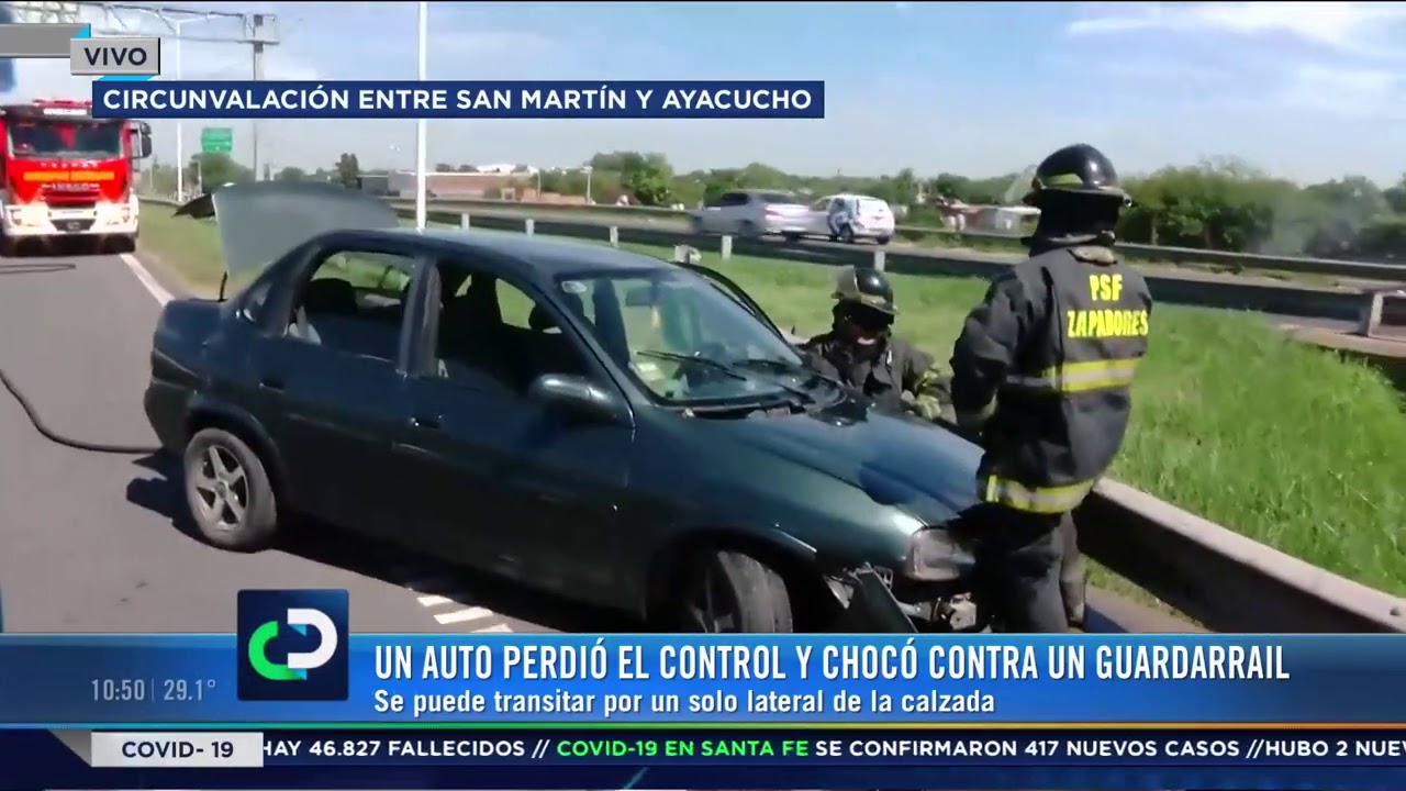 Un auto perdi&oacute; el control y choco contra el guardarrail