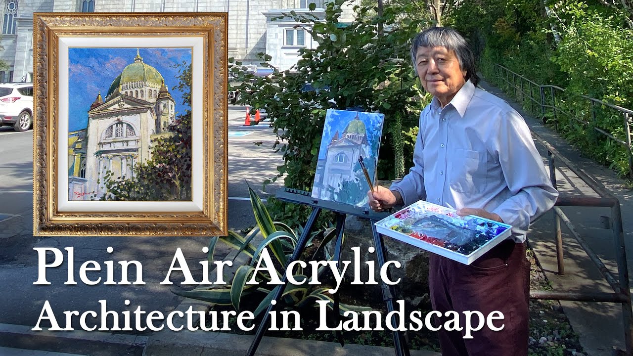 Plein Air Acrylic Painting of Architecture in the Landscape