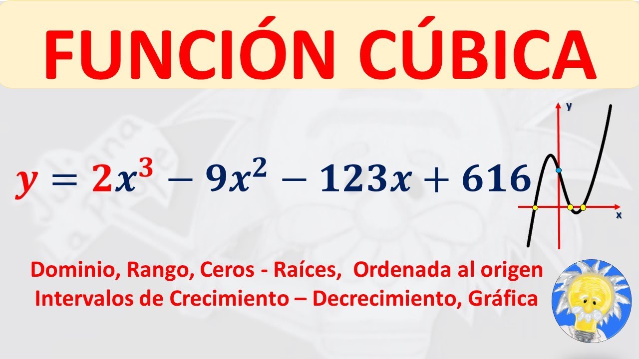 💹 FUNCIÓN CÚBICA: Dominio, Rango, Ceros - Raices - Cortes con el eje x , Gráfica | Juliana la Profe