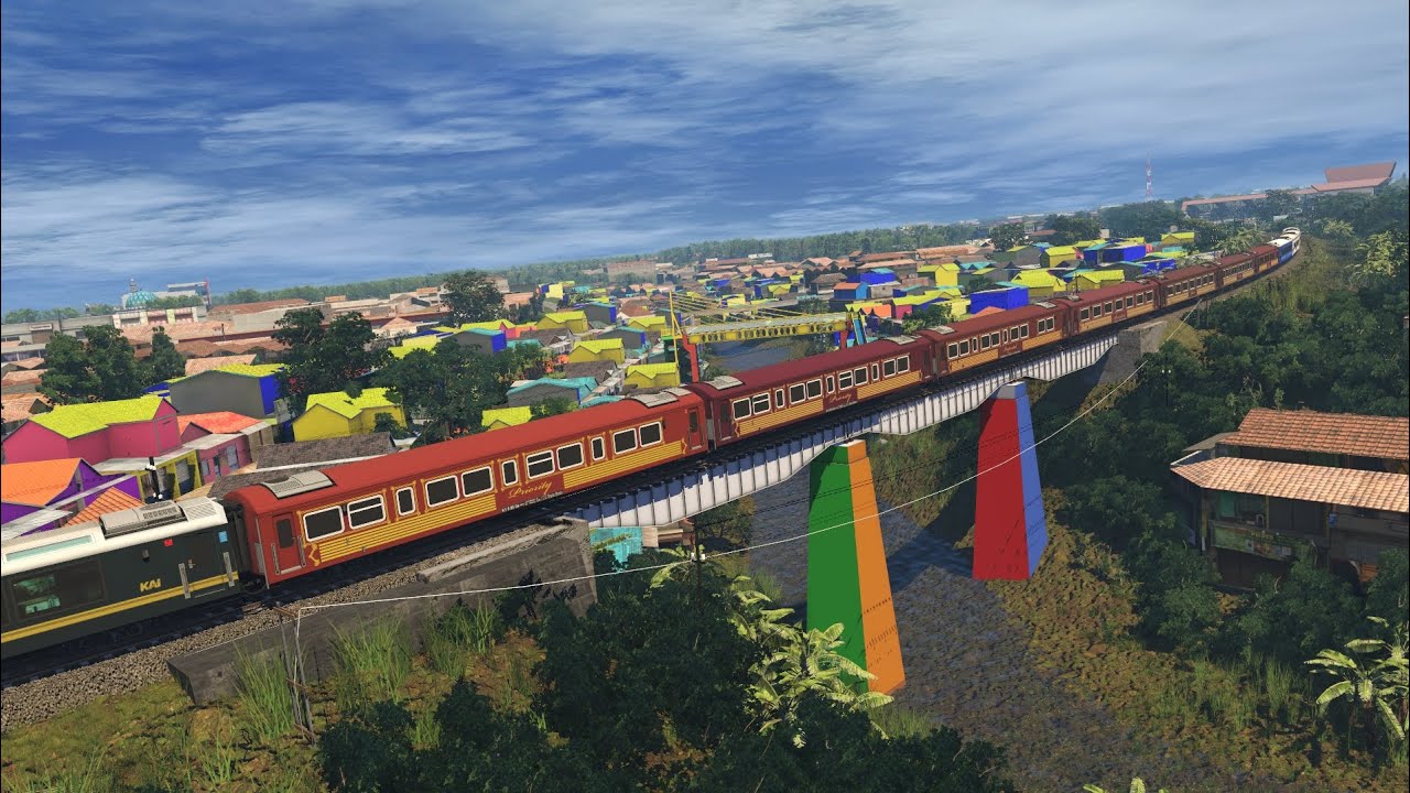 Kereta Luar Biasa Kepresidenan Melintasi Kampung Warna Kota Malang || Trainz Simulator Indonesia.