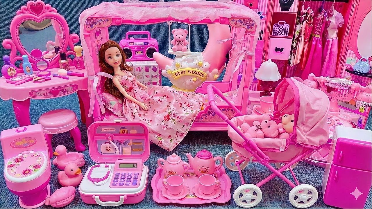 7 minutos de satisfacción con el unboxing del dormitorio y set de boda princesa Barbie | ASMR