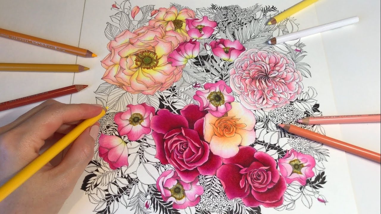 ROSE DRAWING / COLORING | Rose Garden - Part 5: Floribunda Coloring Book