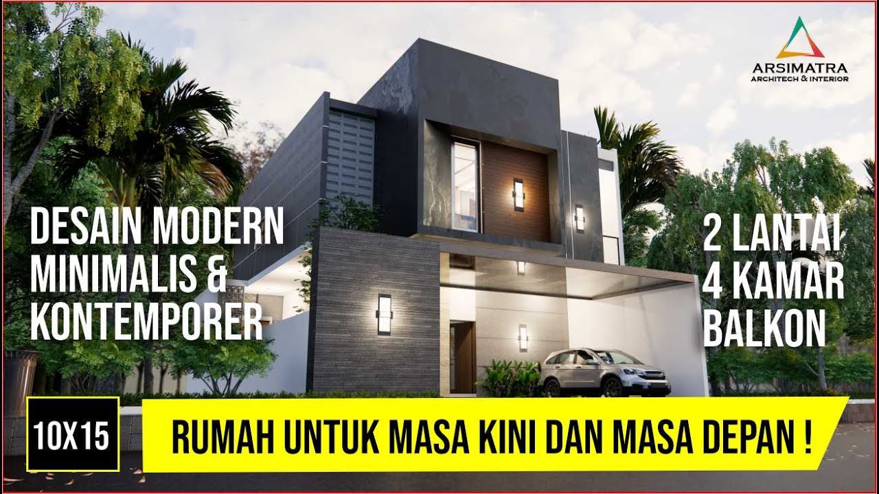 Masih Keren Sampai 50 Tahun Lagi! - Desain Rumah Kontemporer 2 Lantai 10x15 Dengan 4 Kamar