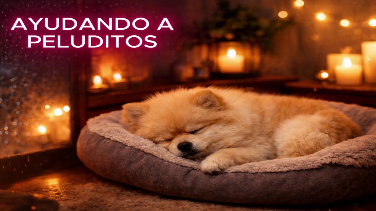 🐶🕯️ Perrito Durmiendo Profundamente 🐶 | Lluvia Suave, Chimenea y Música Relax para Dormir