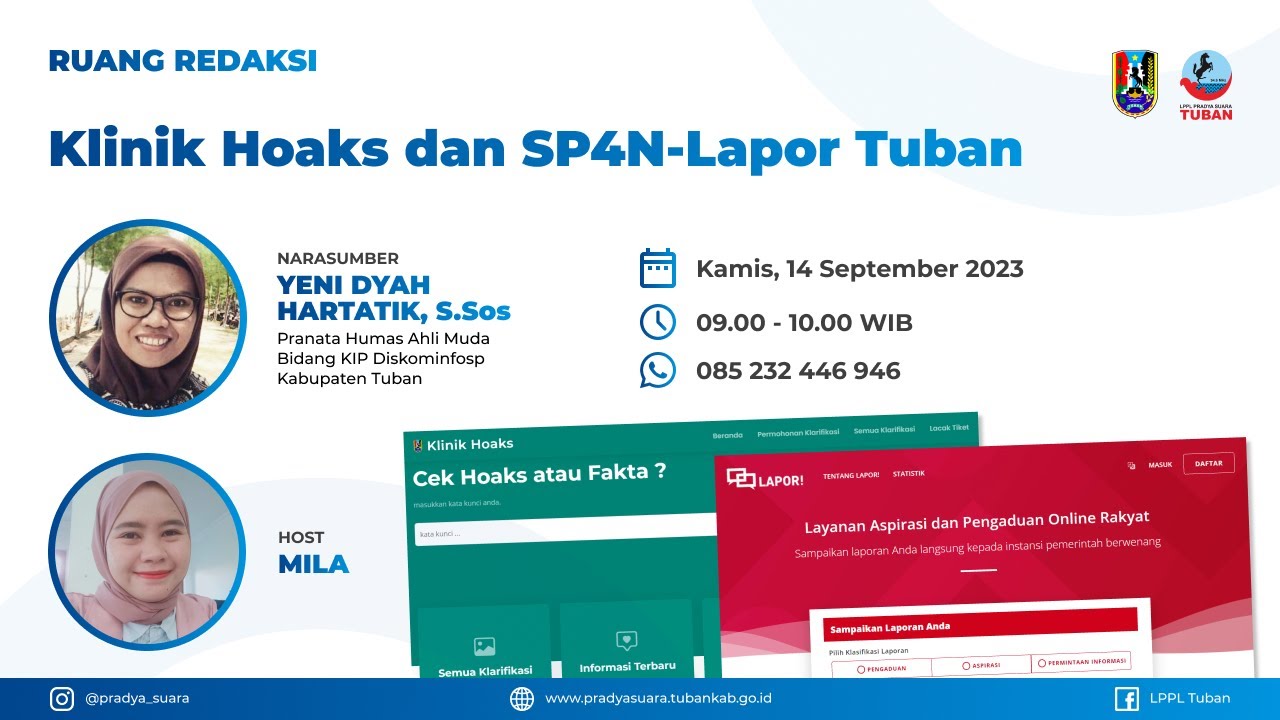 🔴 RUANG REDAKSI ~ KLINIK HOAKS & SP4N-LAPOR TUBAN (14 SEPTEMBER 2023)