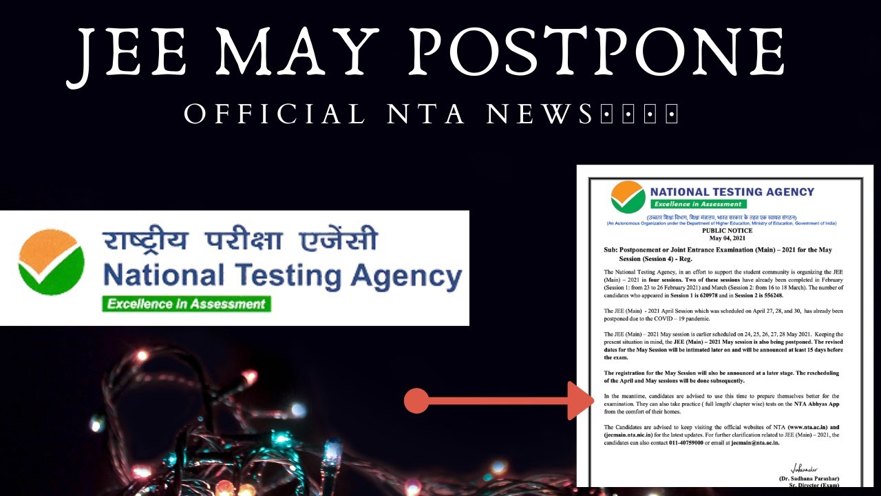 BREAKING NEWS - JEE MAINS MAY SHIFT POSTPONE || JEE POSTPONE