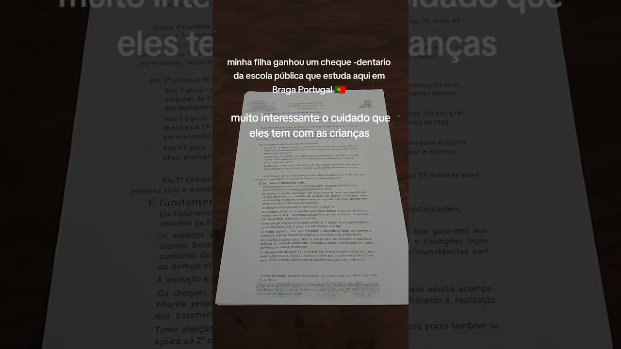 Minha filha ganhou um cheque-dentário da escola pública que estuda aqui em Braga, Portugal 🇵🇹 😯