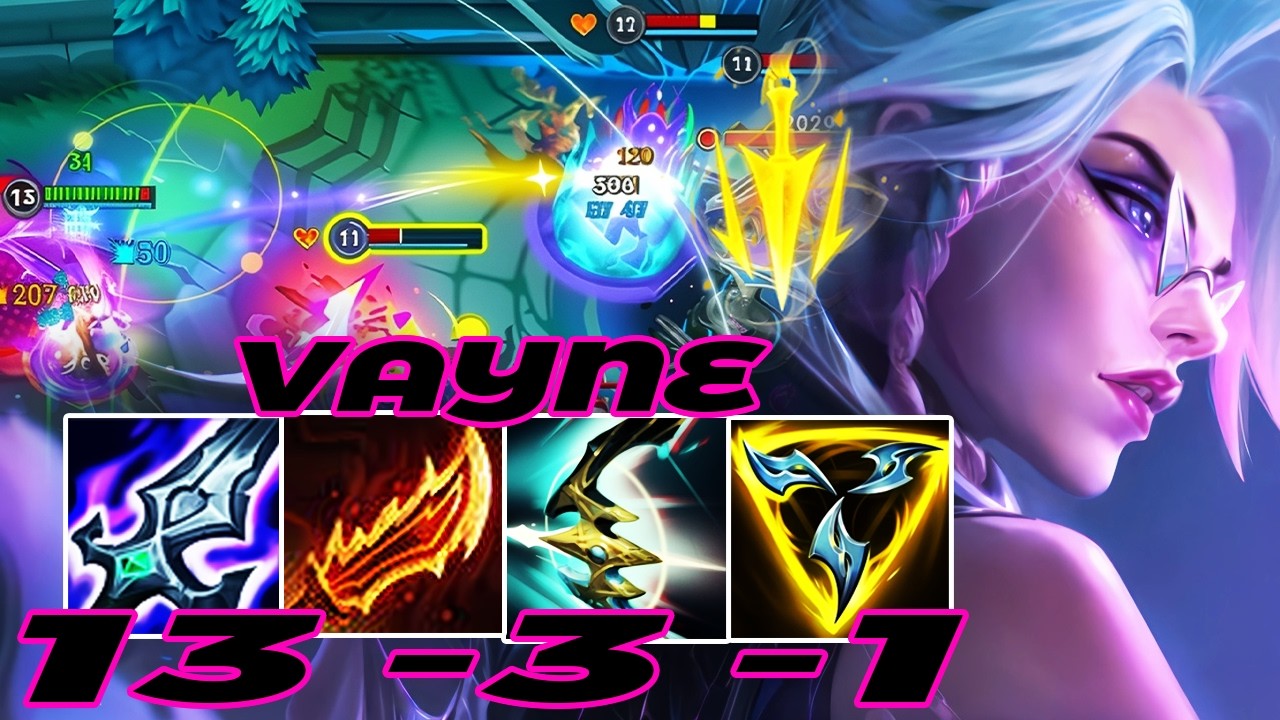 WILD RIFT VAYNE ADC GAMEPLAY | 13 -3 -1 MVP | VAYNE BUILD RUNES
