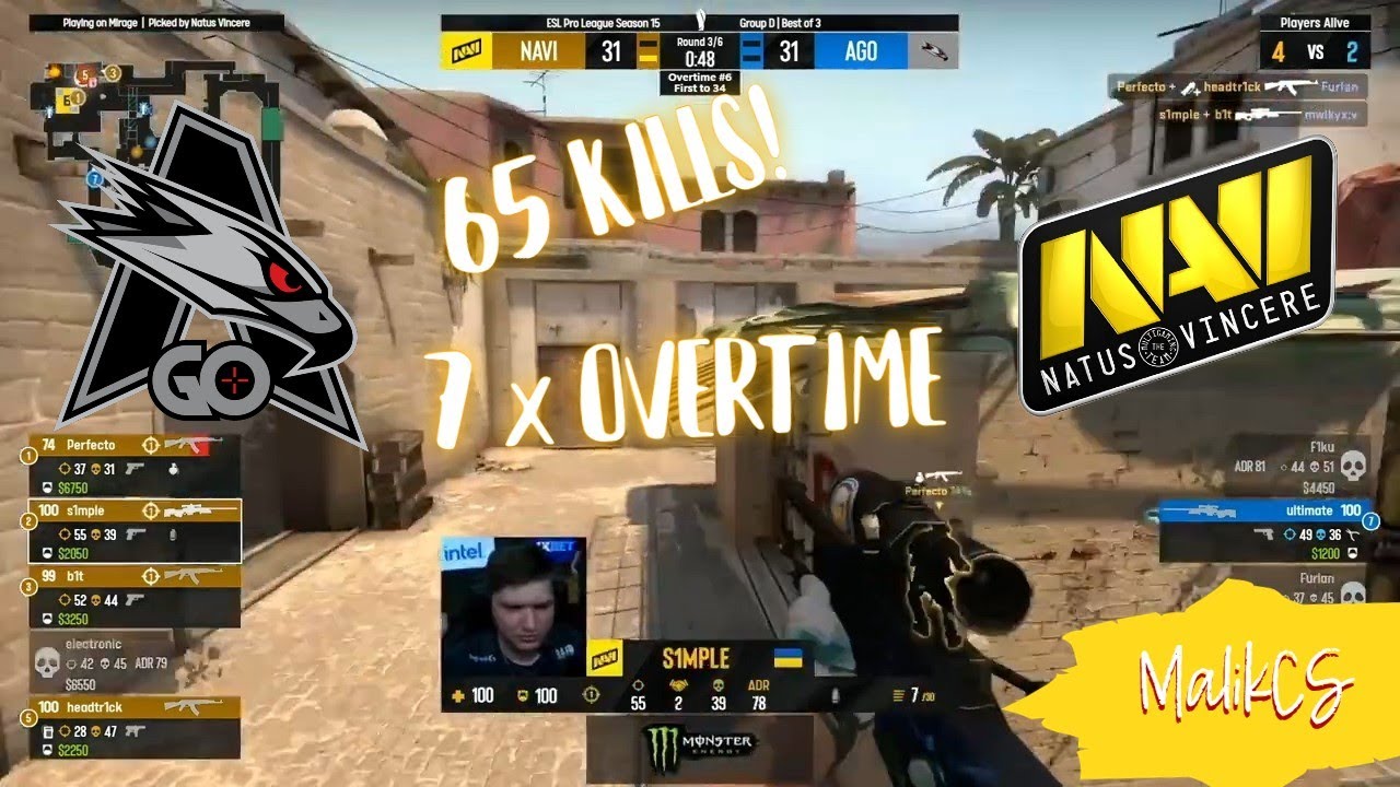 INSANE 7xOVERTIME! NAVI vs AGO | ESL | CSGO highlights