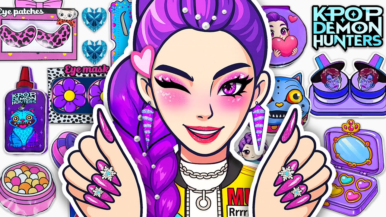 Paper DIY💖Unboxing KPop Demon Hunters RUMI Hair Care + Skincare + Dress Up Blind Box ASMR |Tana Cube