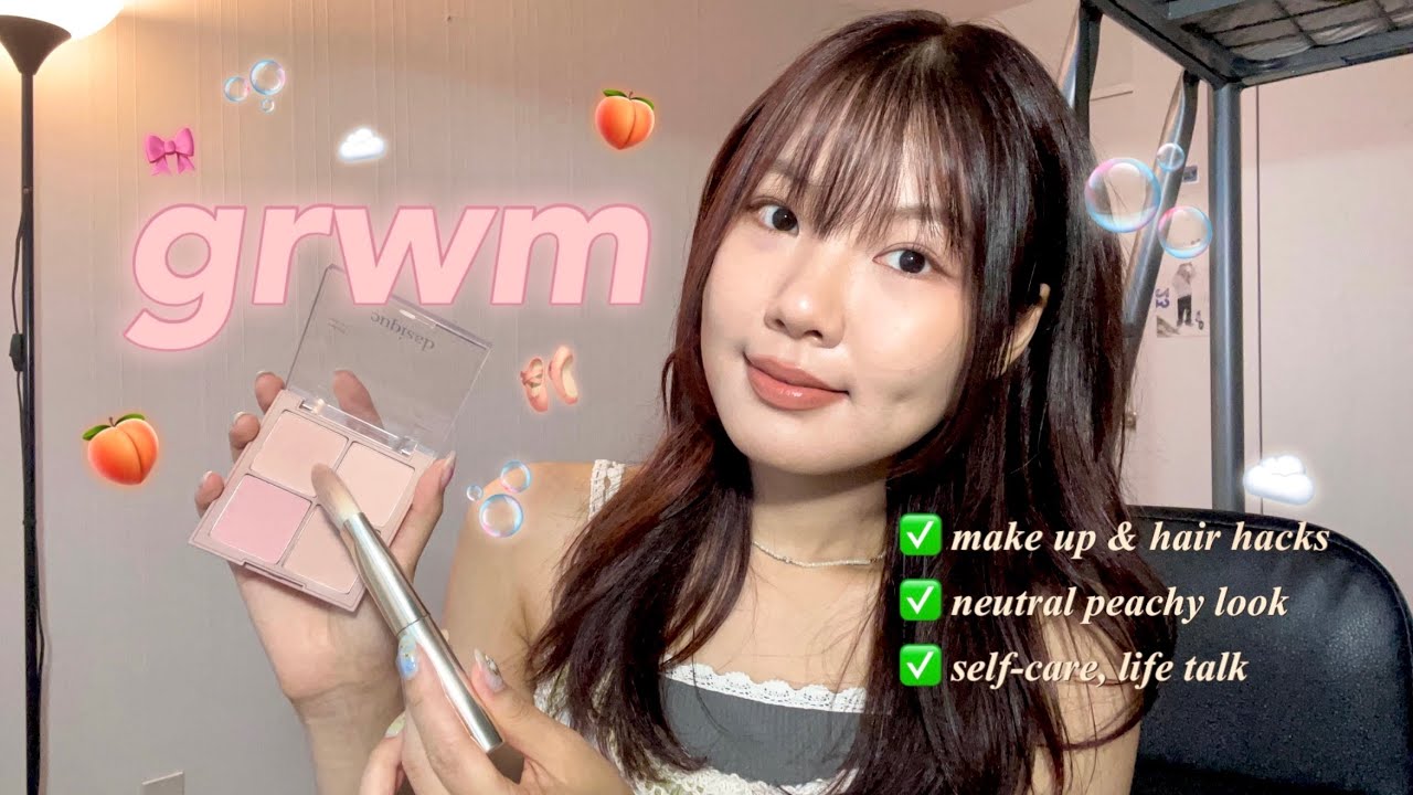 GRWM🍑✨ Neutral Peachy Makeup while I talk about my summer and self-improvement journey +beauty hacks
