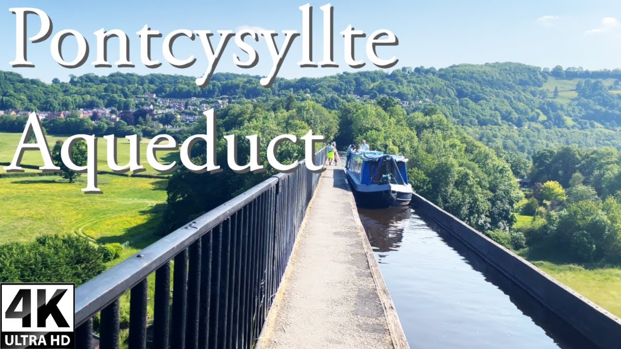 Across the Pontcysyllte aqueduct, Llangollen Canal | Welsh 4k walk