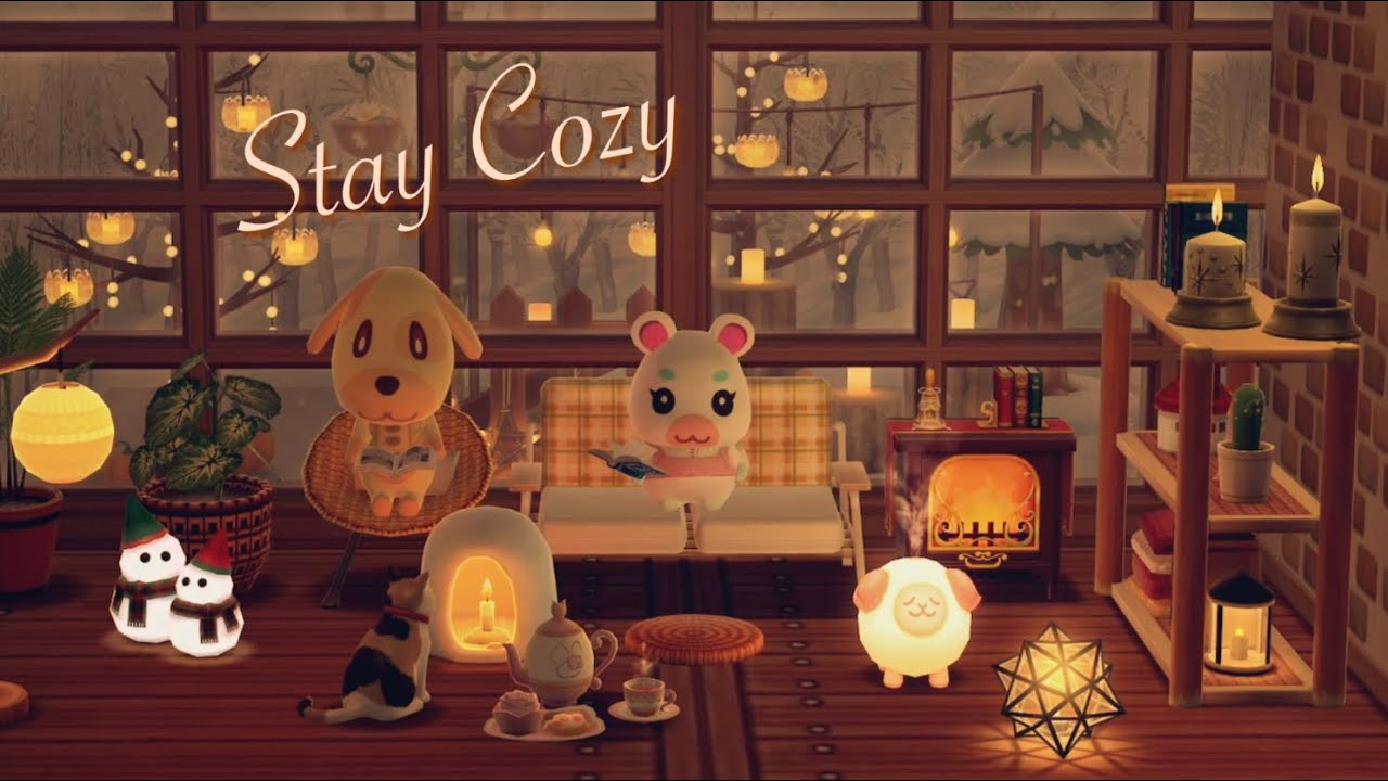 soft winter night lofi⛄️| & warm fireplace, stay cozy, focus & relax, animal crossing vibes