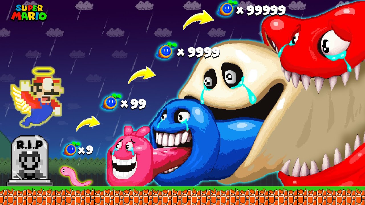 EVOLUTION of the FATTEST Hungry Worm or Hungry Snake All Bosses R.I.P Mario | Game Animation