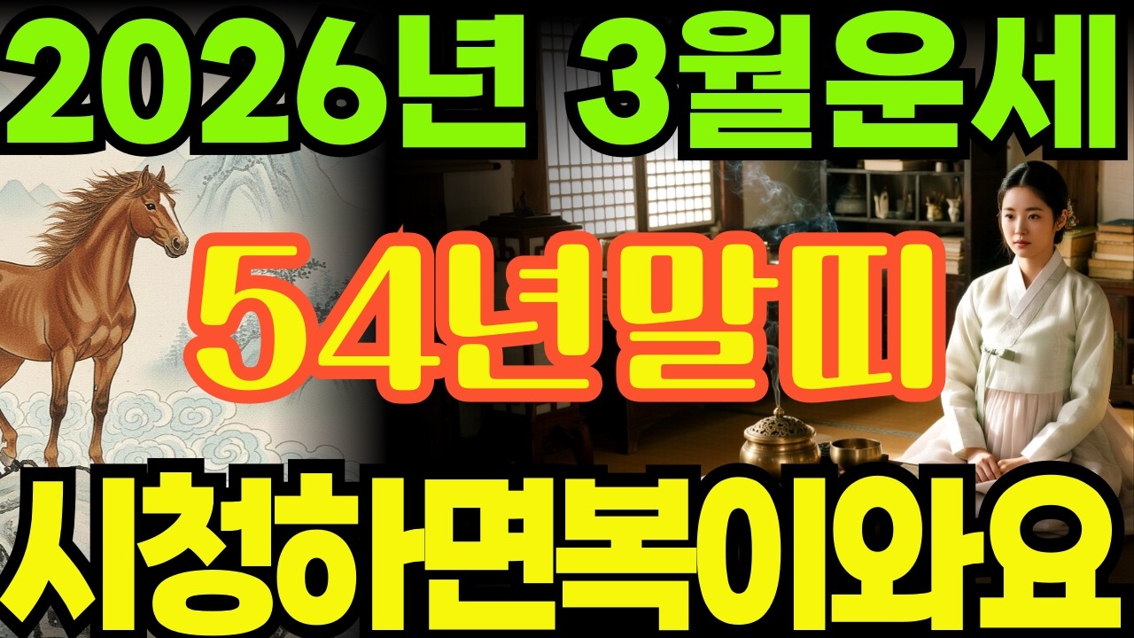 [54년말띠26년3월운세]시청하면복이오는1954년갑오생말띠26년3월운세