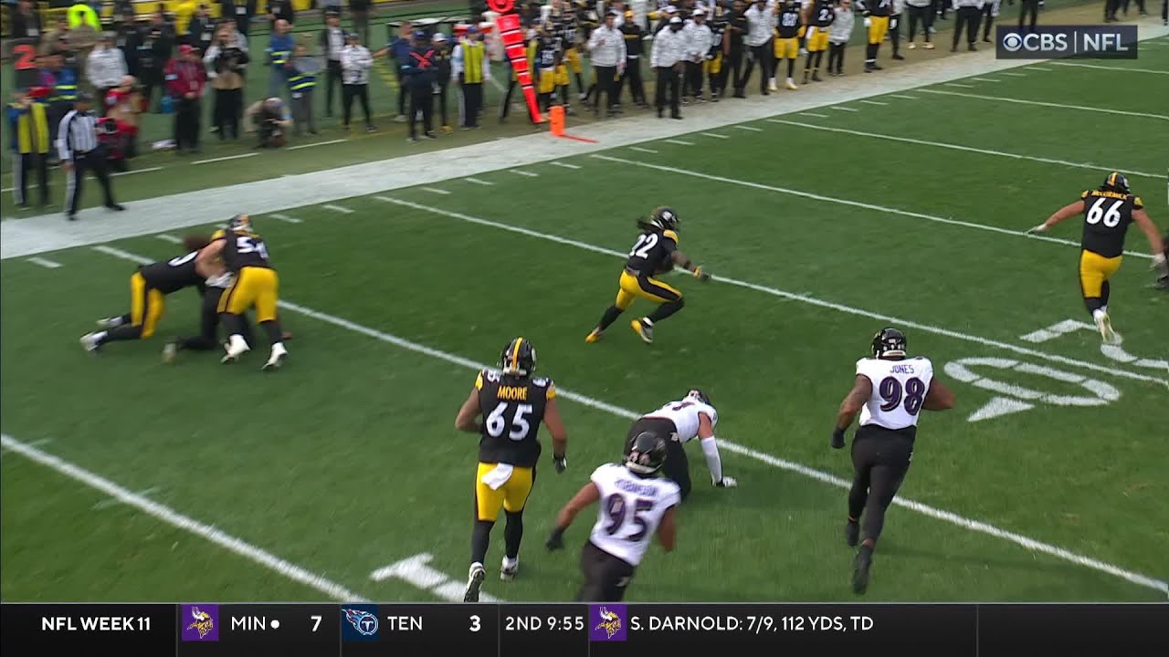Kyle Hamilton ends Najee Harris' hurdle at its apex during 20-yard pickup