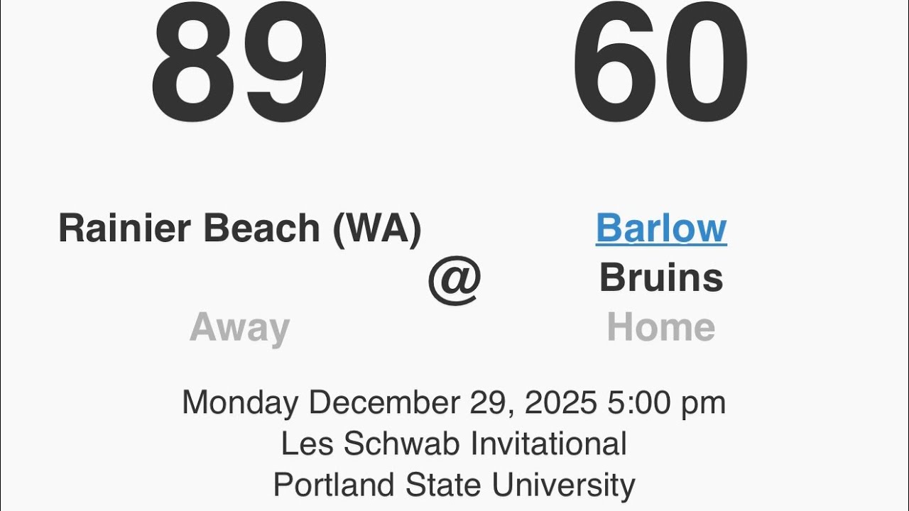 Rainier Beach vs Barlow Bruins (1st half only) @LSI29