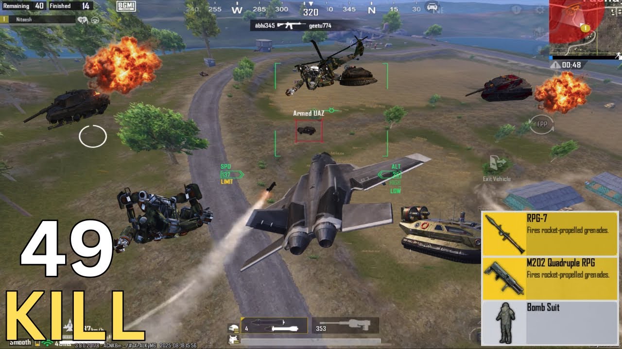 Fighter Jet + M202 Action Against Tanks & Robot & Helicopter 🔥 || BGMI PAYLOAD 3.0 ||