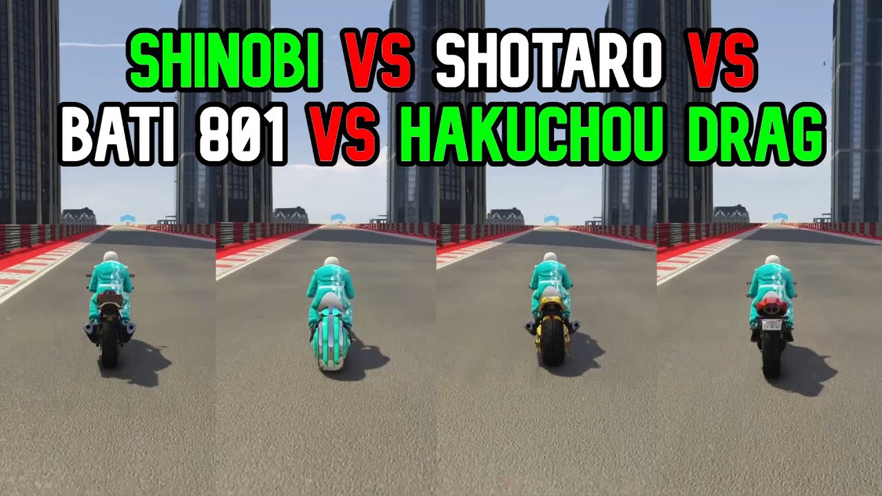 Gta 5 Shinobi Vs Shotaro Vs Bati 801 Vs Hakuchou Drag - Shinobi Speed Test