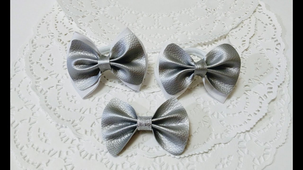 Стильный бантик из экокожи (кожзам) и репсовой ленты/Мастер класс. DIY