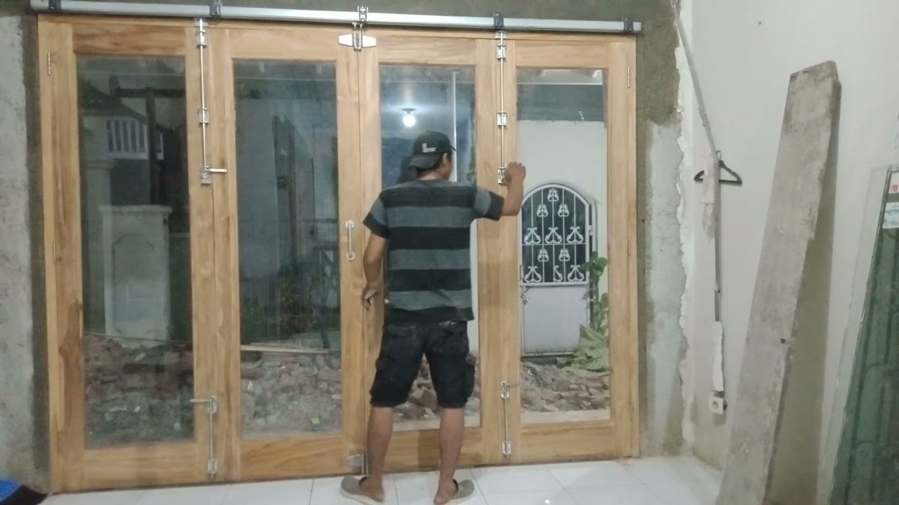 pintu rumah minimalis lide lipat kayu jati idaman