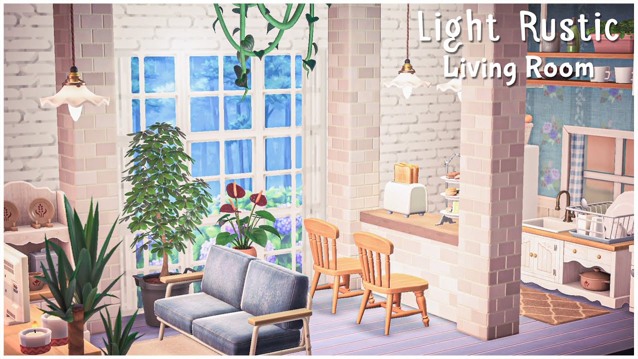 Light Rustic Living Room ACNH Speed Build