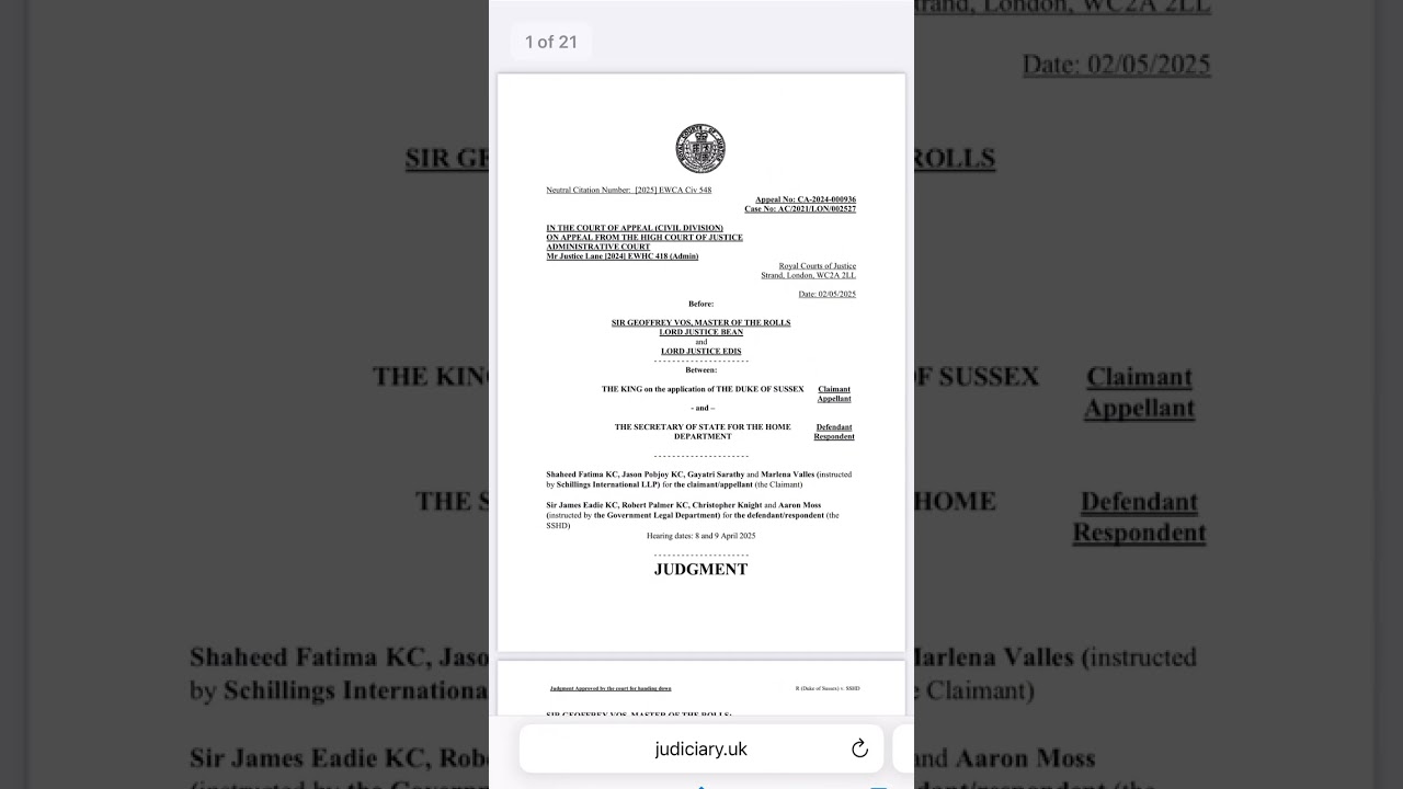 Judgment and summary in #PrinceHarry vs #RAVEC 👑 #shorts #caselaw #historyrepeatsitself #highcourt
