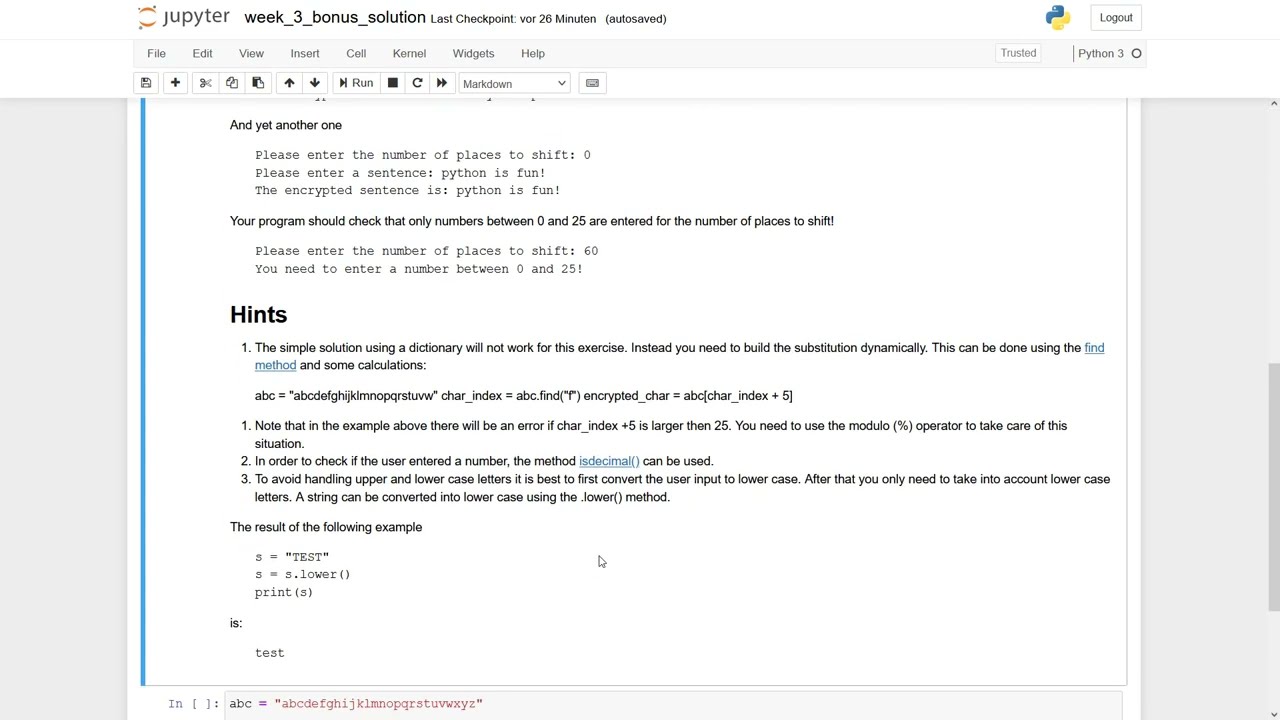 Python for Beginners - Week 3 Bonus Exercise - Solution